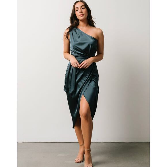 Baltic Born Teal One-Shoulder Midi Dress - Picture 1 of 16